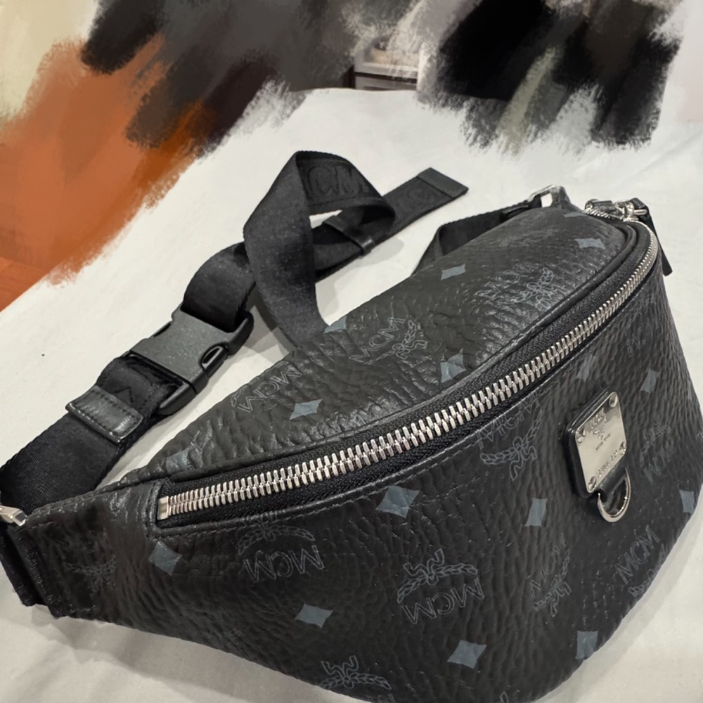 MCM Black Belt Bag Sleek Modern Design